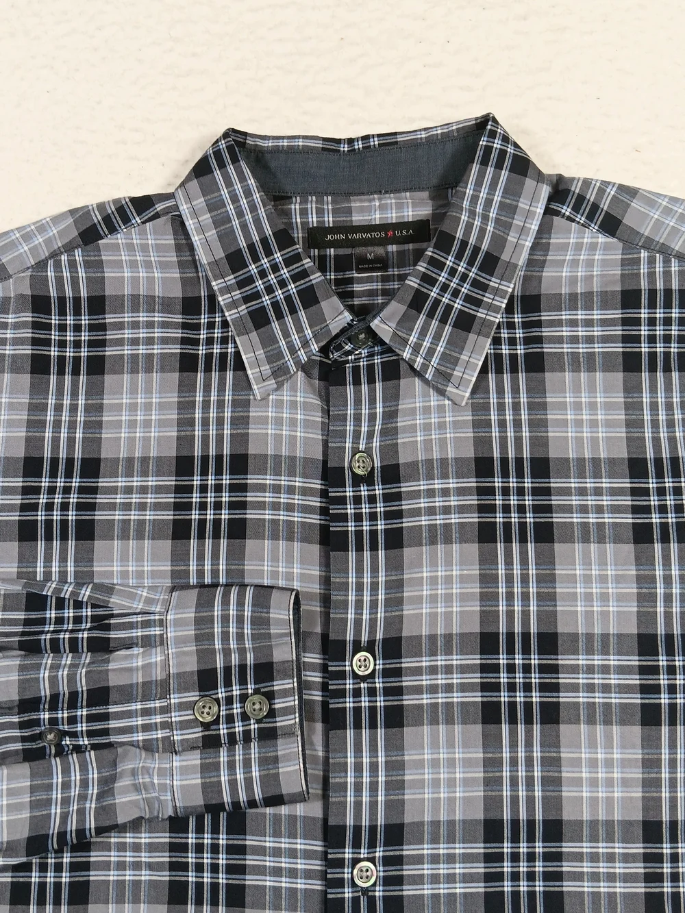 John Varvatos USA Shirt Mens Medium Long Sleeve Button Up Plaid Office